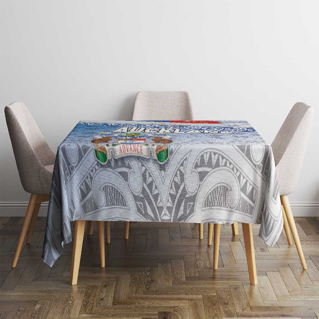 New Zealand Auckland Tablecloth Auckland's Flag and Coat of Arms - Koru Art Maori Pattern LT03 - Polynesian Pride