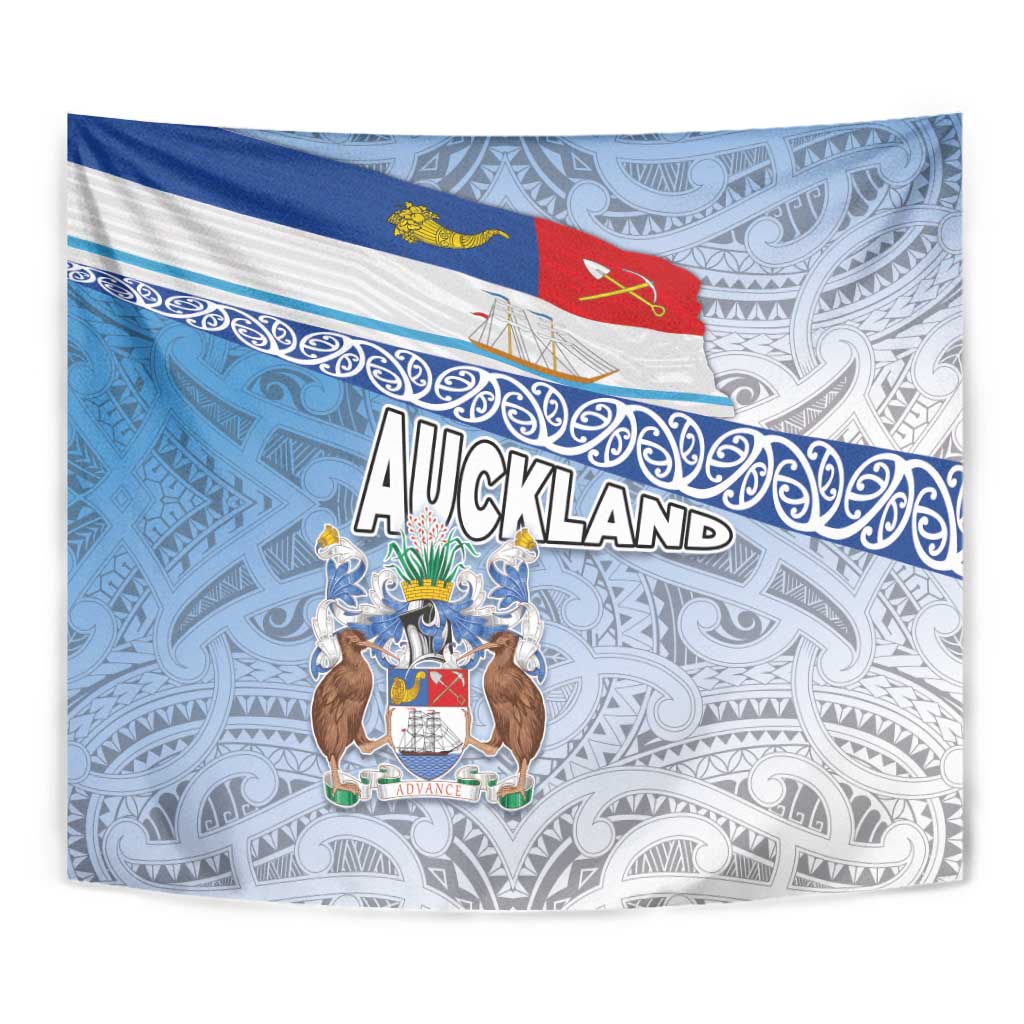 New Zealand Auckland Tapestry Auckland's Flag and Coat of Arms - Koru Art Maori Pattern