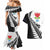 New Zealand Auckland Couples Matching Mermaid Dress and Hawaiian Shirt Auckland's Emblem and Silver Ferns - Maori Art Tattoo