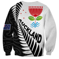 New Zealand Auckland Sweatshirt Auckland's Emblem and Silver Ferns - Maori Art Tattoo LT03 - Polynesian Pride