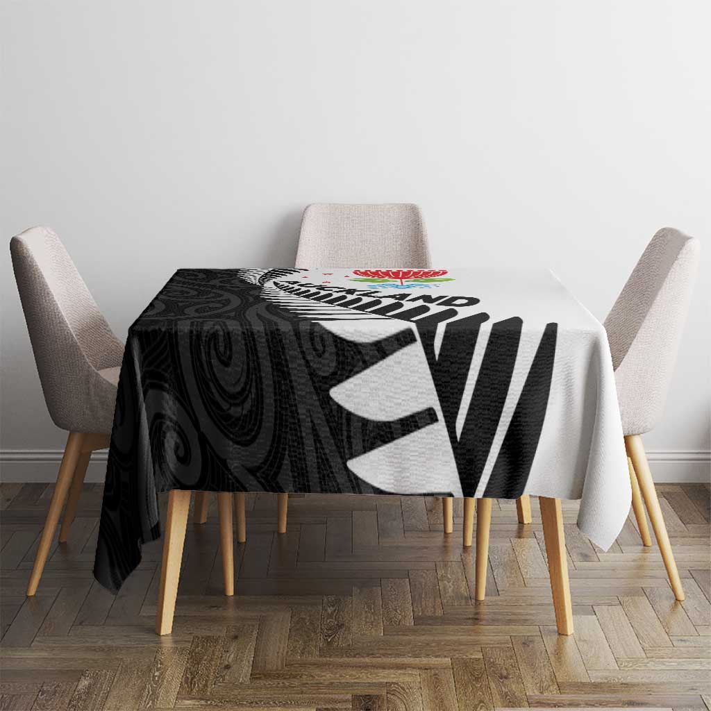 New Zealand Auckland Tablecloth Auckland's Emblem and Silver Ferns - Maori Art Tattoo LT03 - Polynesian Pride