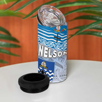 New Zealand Nelson 4 in 1 Can Cooler Tumbler Nelson's Flag and Seal - Maori Art Tattoo
