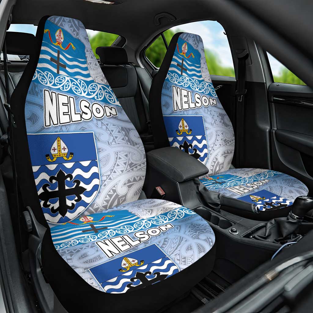 New Zealand Nelson Car Seat Cover Nelson's Flag and Seal - Maori Art Tattoo