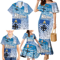 New Zealand Nelson Family Matching Mermaid Dress and Hawaiian Shirt Nelson's Flag and Seal - Maori Art Tattoo LT03 - Polynesian Pride