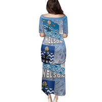 New Zealand Nelson Family Matching Puletasi and Hawaiian Shirt Nelson's Flag and Seal - Maori Art Tattoo LT03 - Polynesian Pride