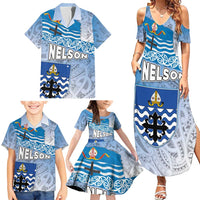 New Zealand Nelson Family Matching Summer Maxi Dress and Hawaiian Shirt Nelson's Flag and Seal - Maori Art Tattoo LT03 - Polynesian Pride