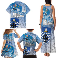 New Zealand Nelson Family Matching Tank Maxi Dress and Hawaiian Shirt Nelson's Flag and Seal - Maori Art Tattoo LT03 - Polynesian Pride