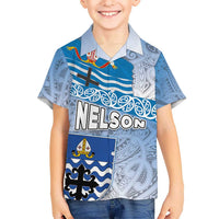 New Zealand Nelson Kid Hawaiian Shirt Nelson's Flag and Seal - Maori Art Tattoo LT03 Kid White - Polynesian Pride