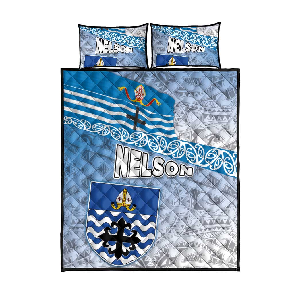 New Zealand Nelson Quilt Bed Set Nelson's Flag and Seal - Maori Art Tattoo