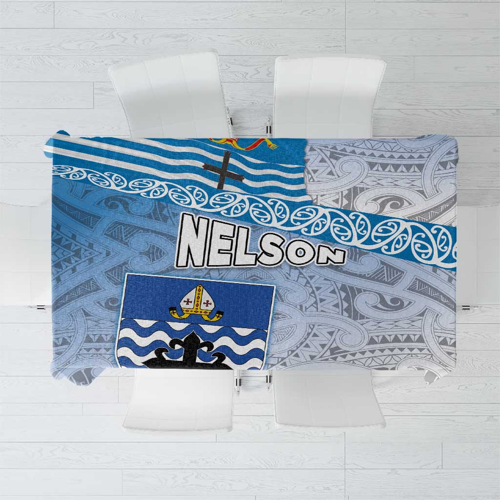 New Zealand Nelson Tablecloth Nelson's Flag and Seal - Maori Art Tattoo LT03 White - Polynesian Pride