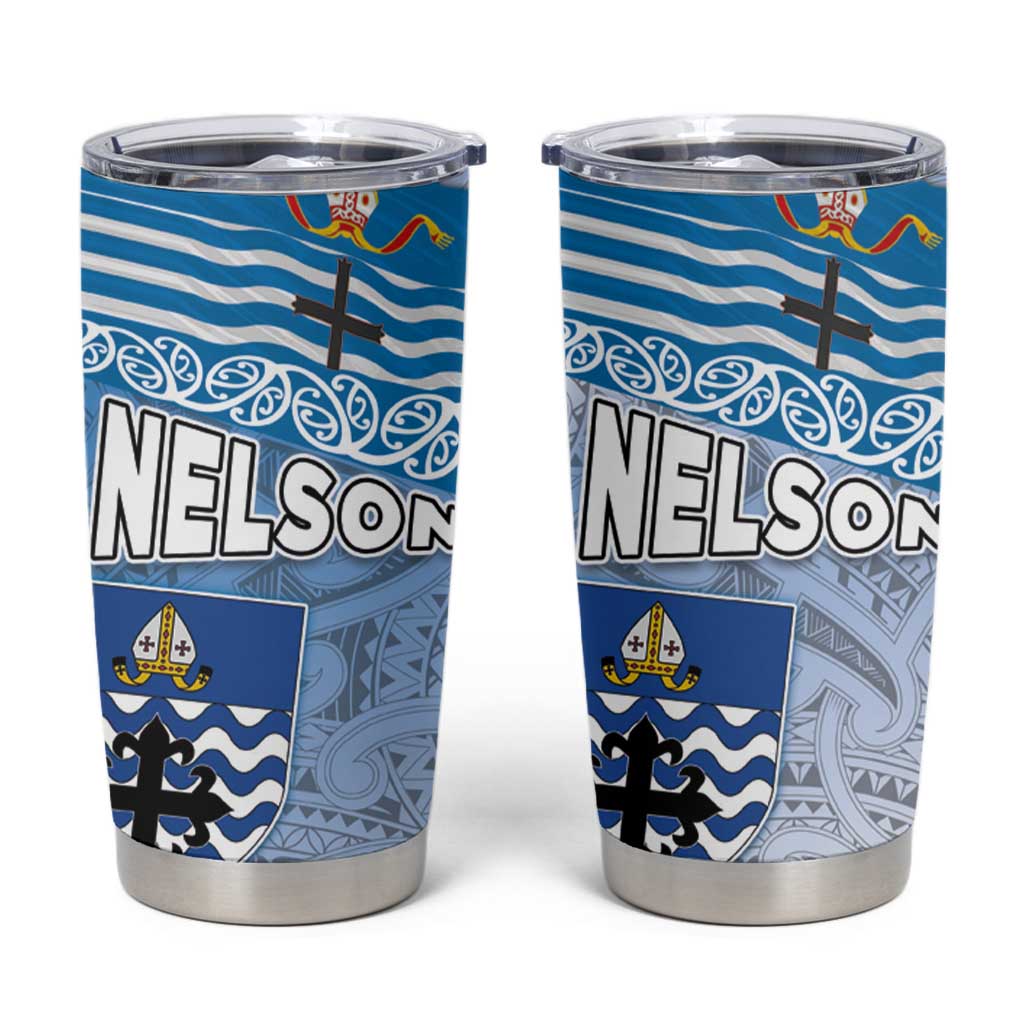 New Zealand Nelson Tumbler Cup Nelson's Flag and Seal - Maori Art Tattoo