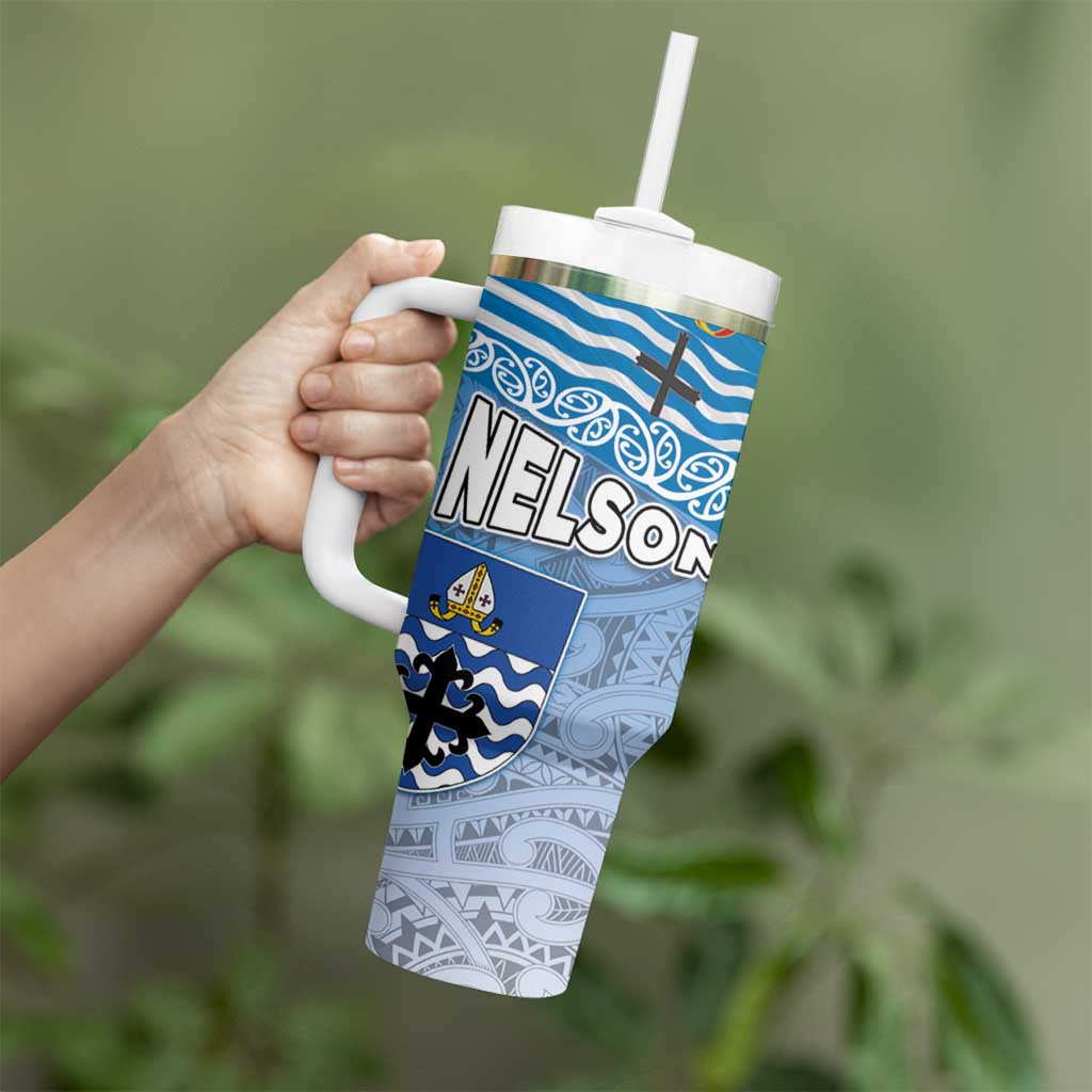 New Zealand Nelson Tumbler With Handle Nelson's Flag and Seal - Maori Art Tattoo LT03 - Polynesian Pride