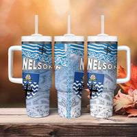 New Zealand Nelson Tumbler With Handle Nelson's Flag and Seal - Maori Art Tattoo LT03 - Polynesian Pride