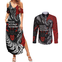 Aotearoa Toitu Te Tiriti Couples Matching Summer Maxi Dress and Long Sleeve Button Shirt New Zealand Honour the Treaty - Te Tiriti Is Us