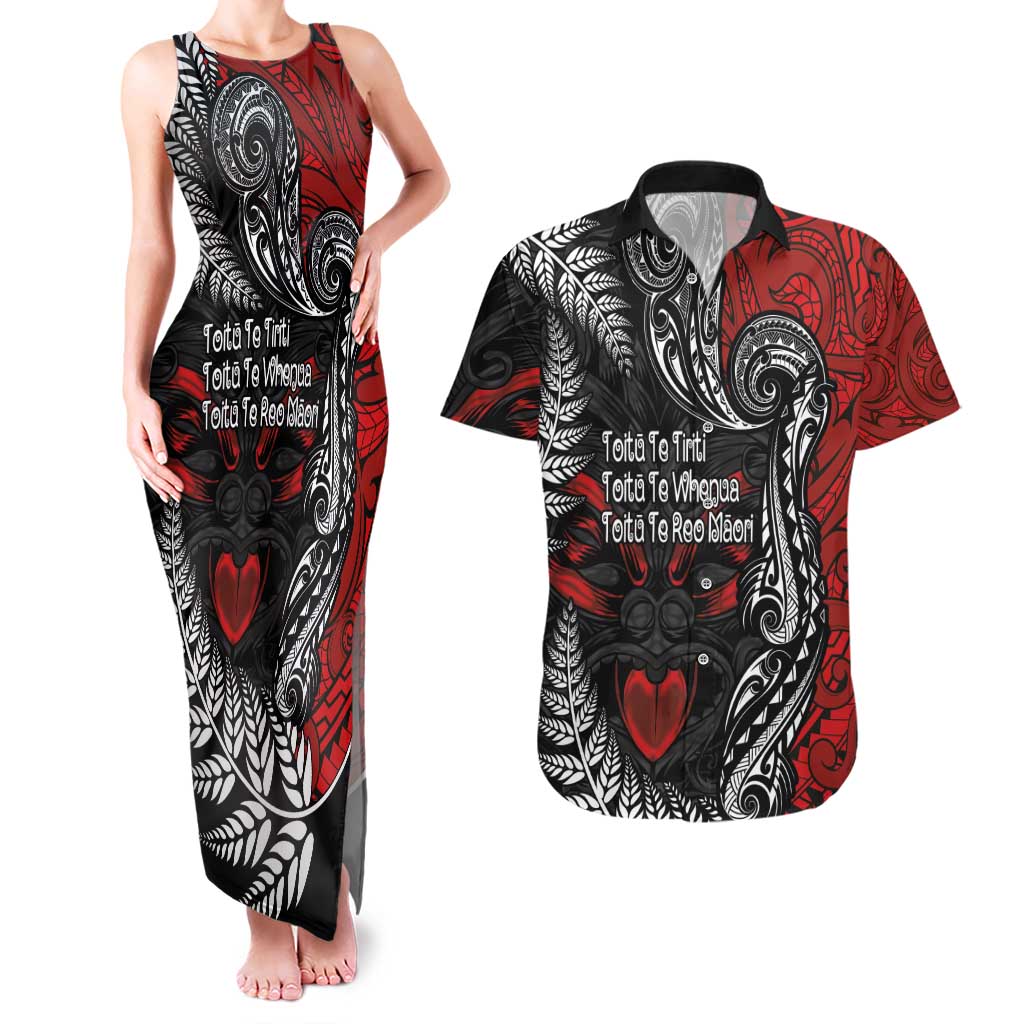 Aotearoa Toitu Te Tiriti Couples Matching Tank Maxi Dress and Hawaiian Shirt New Zealand Honour the Treaty - Te Tiriti Is Us
