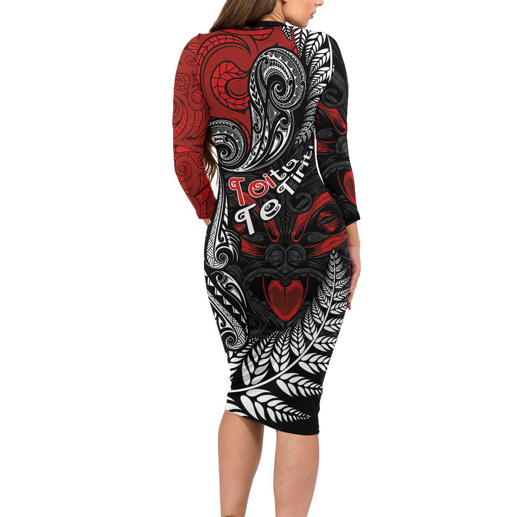 Aotearoa Toitu Te Tiriti Family Matching Long Sleeve Bodycon Dress and Hawaiian Shirt New Zealand Honour the Treaty - Te Tiriti Is Us LT03 - Polynesian Pride