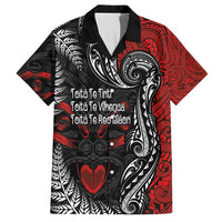Aotearoa Toitu Te Tiriti Family Matching Off Shoulder Maxi Dress and Hawaiian Shirt New Zealand Honour the Treaty - Te Tiriti Is Us LT03 Dad's Shirt - Short Sleeve Red - Polynesian Pride