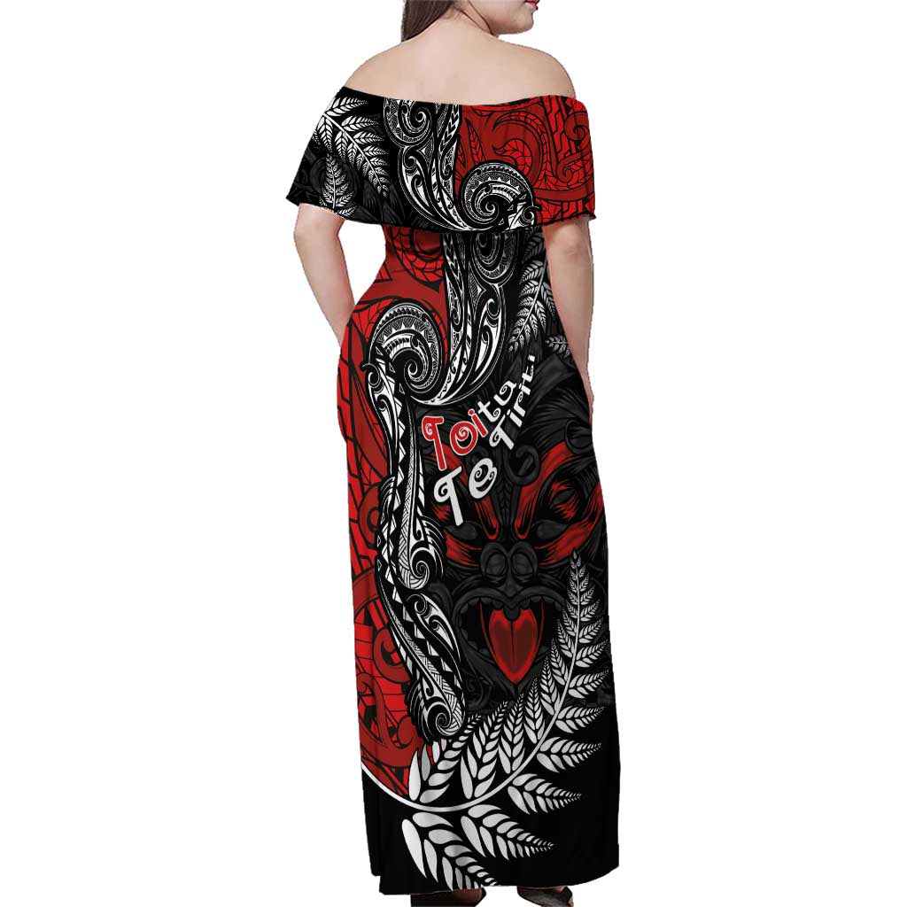 Aotearoa Toitu Te Tiriti Family Matching Off Shoulder Maxi Dress and Hawaiian Shirt New Zealand Honour the Treaty - Te Tiriti Is Us LT03 - Polynesian Pride
