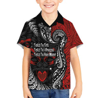 Aotearoa Toitu Te Tiriti Family Matching Puletasi and Hawaiian Shirt New Zealand Honour the Treaty - Te Tiriti Is Us LT03 Son's Shirt Red - Polynesian Pride