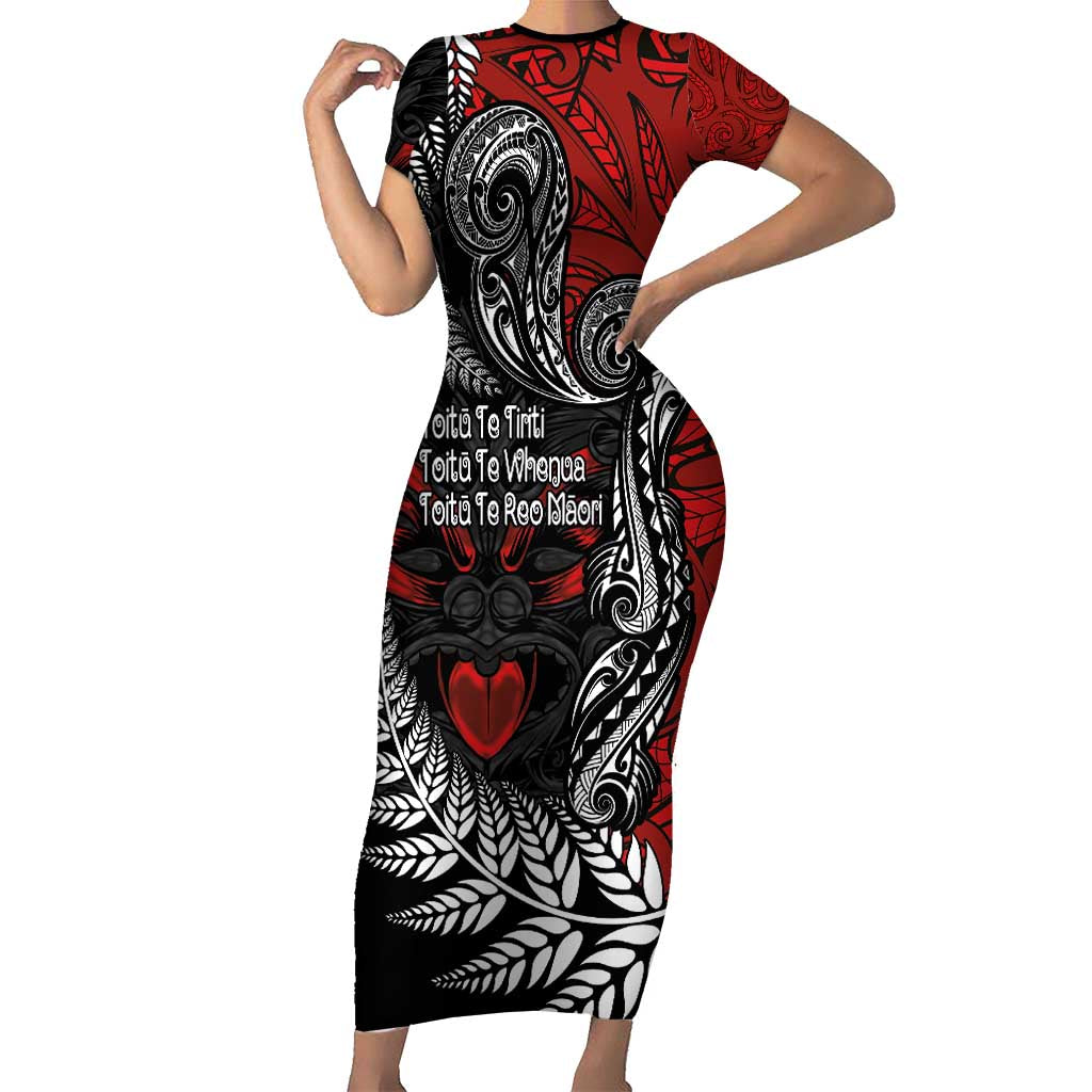 Aotearoa Toitu Te Tiriti Family Matching Short Sleeve Bodycon Dress and Hawaiian Shirt New Zealand Honour the Treaty - Te Tiriti Is Us LT03 Mom's Dress Red - Polynesian Pride