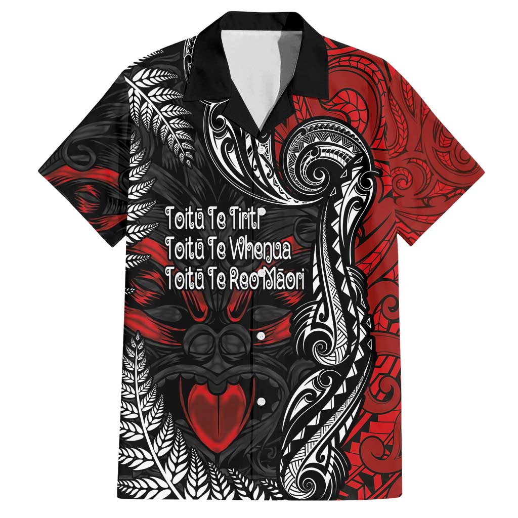 Aotearoa Toitu Te Tiriti Family Matching Summer Maxi Dress and Hawaiian Shirt New Zealand Honour the Treaty - Te Tiriti Is Us LT03 Dad's Shirt - Short Sleeve Red - Polynesian Pride