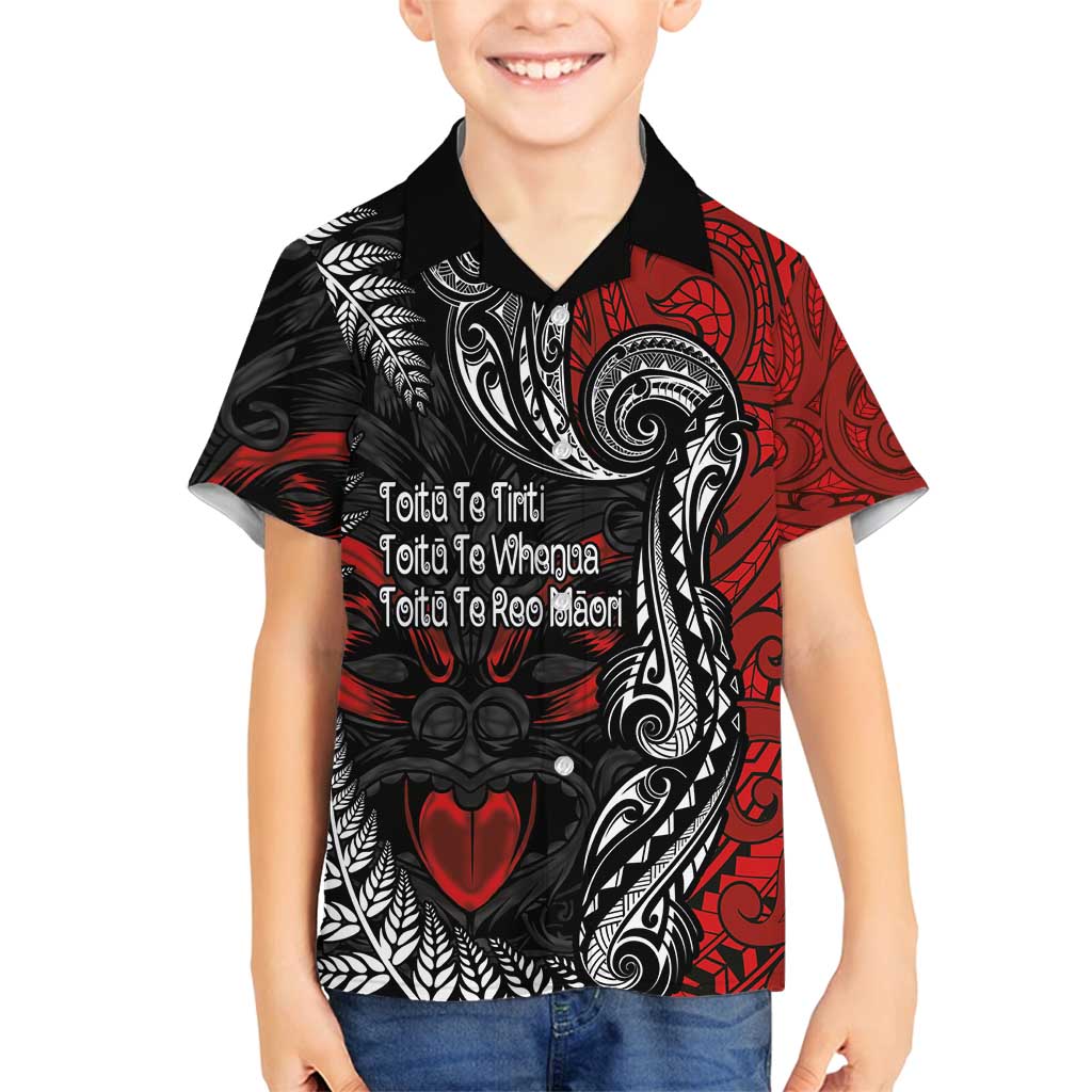 Aotearoa Toitu Te Tiriti Family Matching Summer Maxi Dress and Hawaiian Shirt New Zealand Honour the Treaty - Te Tiriti Is Us LT03 Son's Shirt Red - Polynesian Pride
