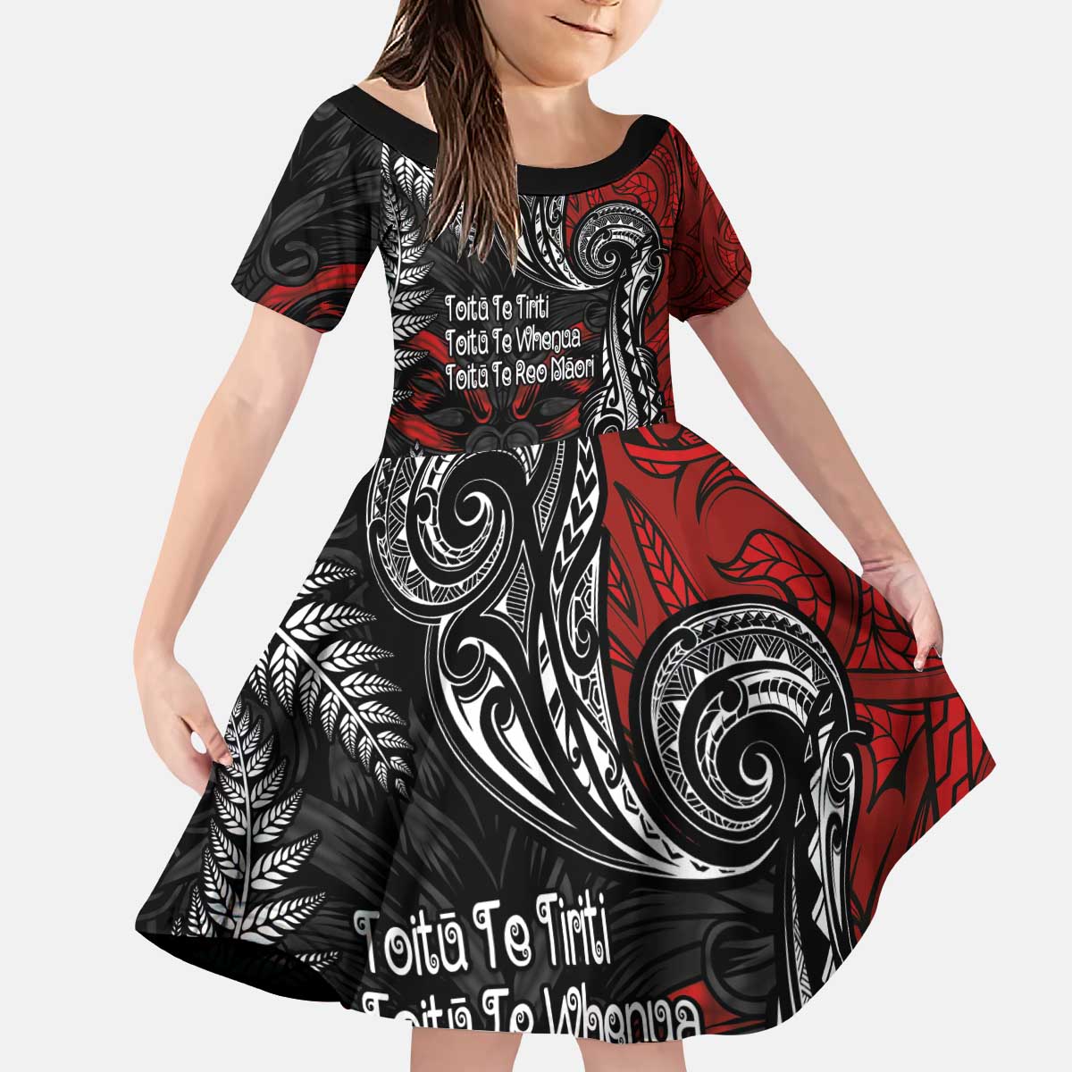 Aotearoa Toitu Te Tiriti Kid Short Sleeve Dress New Zealand Honour the Treaty - Te Tiriti Is Us