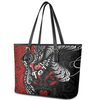 Aotearoa Toitu Te Tiriti Leather Tote Bag New Zealand Honour the Treaty - Te Tiriti Is Us