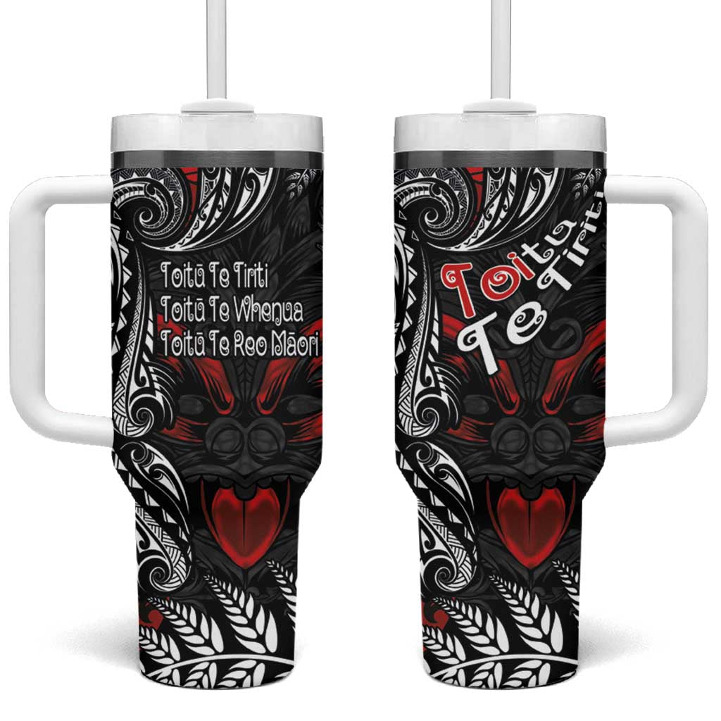 Aotearoa Toitu Te Tiriti Tumbler With Handle New Zealand Honour the Treaty - Te Tiriti Is Us LT03 One Size: 40 oz Red - Polynesian Pride