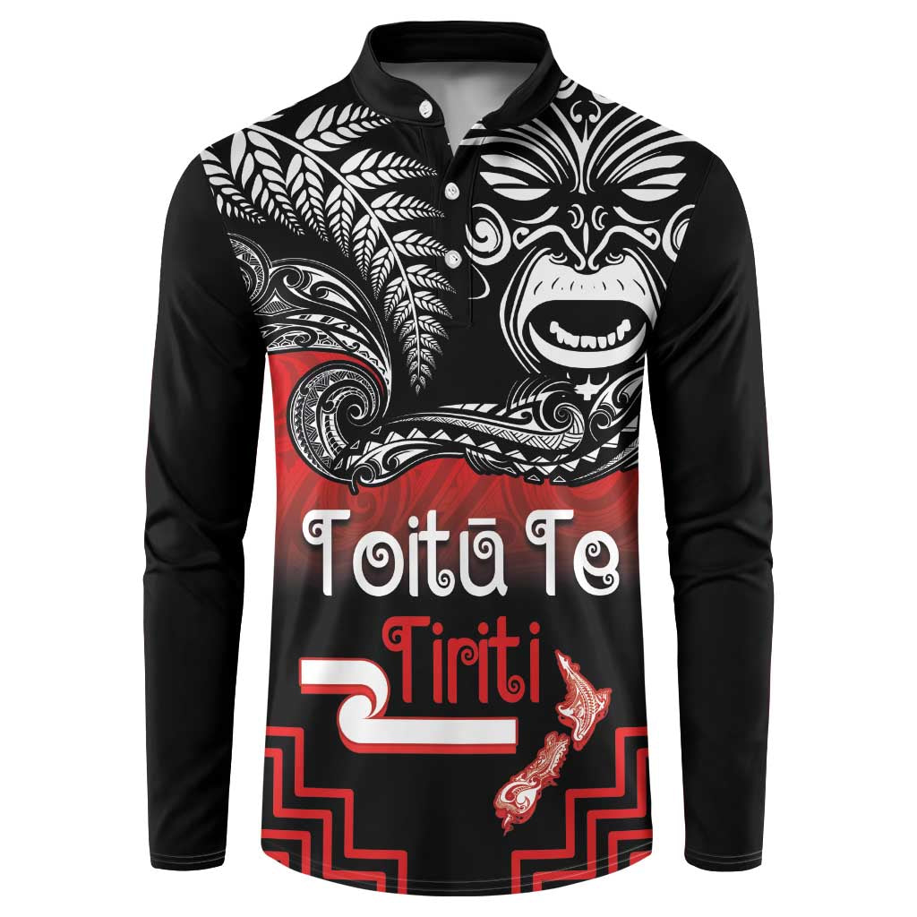 Aotearoa Toitu Te Tiriti Button Sweatshirt New Zealand Honour the Treaty - Fight Together LT03 Red - Polynesian Pride