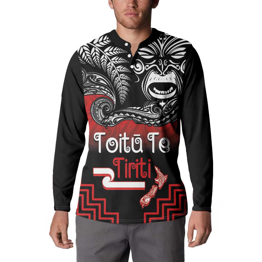 Aotearoa Toitu Te Tiriti Button Sweatshirt New Zealand Honour the Treaty - Fight Together LT03 - Polynesian Pride