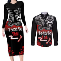Aotearoa Toitu Te Tiriti Couples Matching Long Sleeve Bodycon Dress and Long Sleeve Button Shirt New Zealand Honour the Treaty - Fight Together