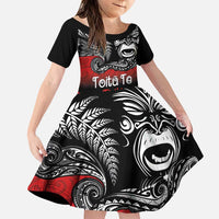 Aotearoa Toitu Te Tiriti Family Matching Puletasi and Hawaiian Shirt New Zealand Honour the Treaty - Fight Together LT03 Daughter's Dress Red - Polynesian Pride