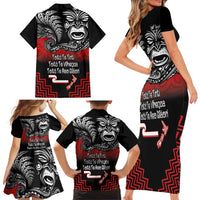 Aotearoa Toitu Te Tiriti Family Matching Short Sleeve Bodycon Dress and Hawaiian Shirt New Zealand Honour the Treaty - Fight Together LT03 - Polynesian Pride