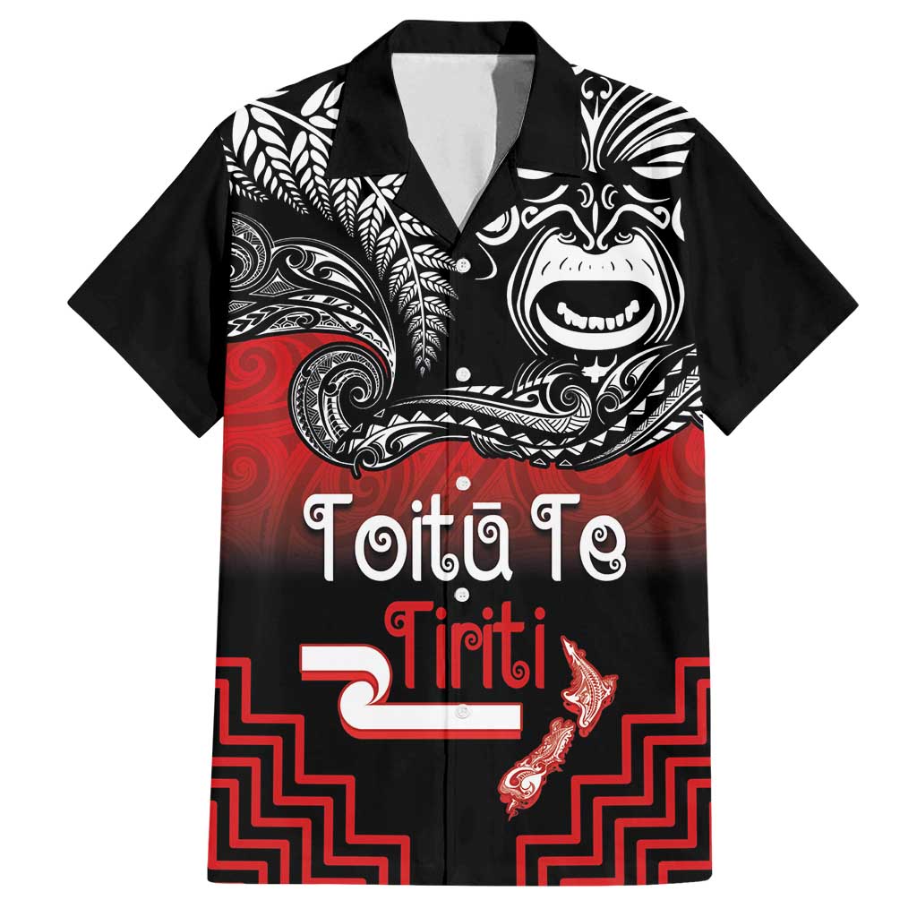 Aotearoa Toitu Te Tiriti Family Matching Summer Maxi Dress and Hawaiian Shirt New Zealand Honour the Treaty - Fight Together LT03 Dad's Shirt - Short Sleeve Red - Polynesian Pride