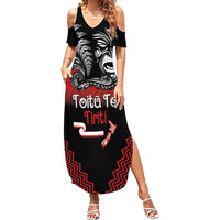 Aotearoa Toitu Te Tiriti Family Matching Summer Maxi Dress and Hawaiian Shirt New Zealand Honour the Treaty - Fight Together LT03 Mom's Dress Red - Polynesian Pride