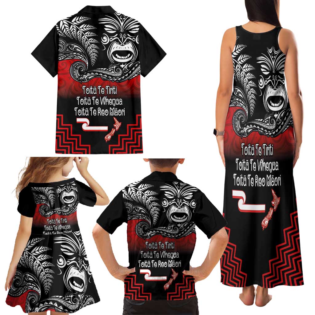 Aotearoa Toitu Te Tiriti Family Matching Tank Maxi Dress and Hawaiian Shirt New Zealand Honour the Treaty - Fight Together LT03 - Polynesian Pride