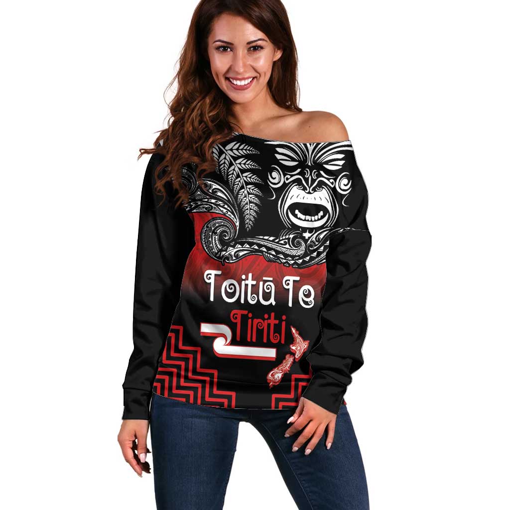 Aotearoa Toitu Te Tiriti Off Shoulder Sweater New Zealand Honour the Treaty - Fight Together