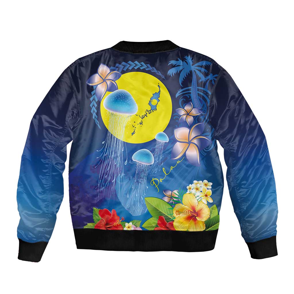 Palau Jellyfish Bomber Jacket Ocean Heritage Tropical Plants - Polynesian Pride