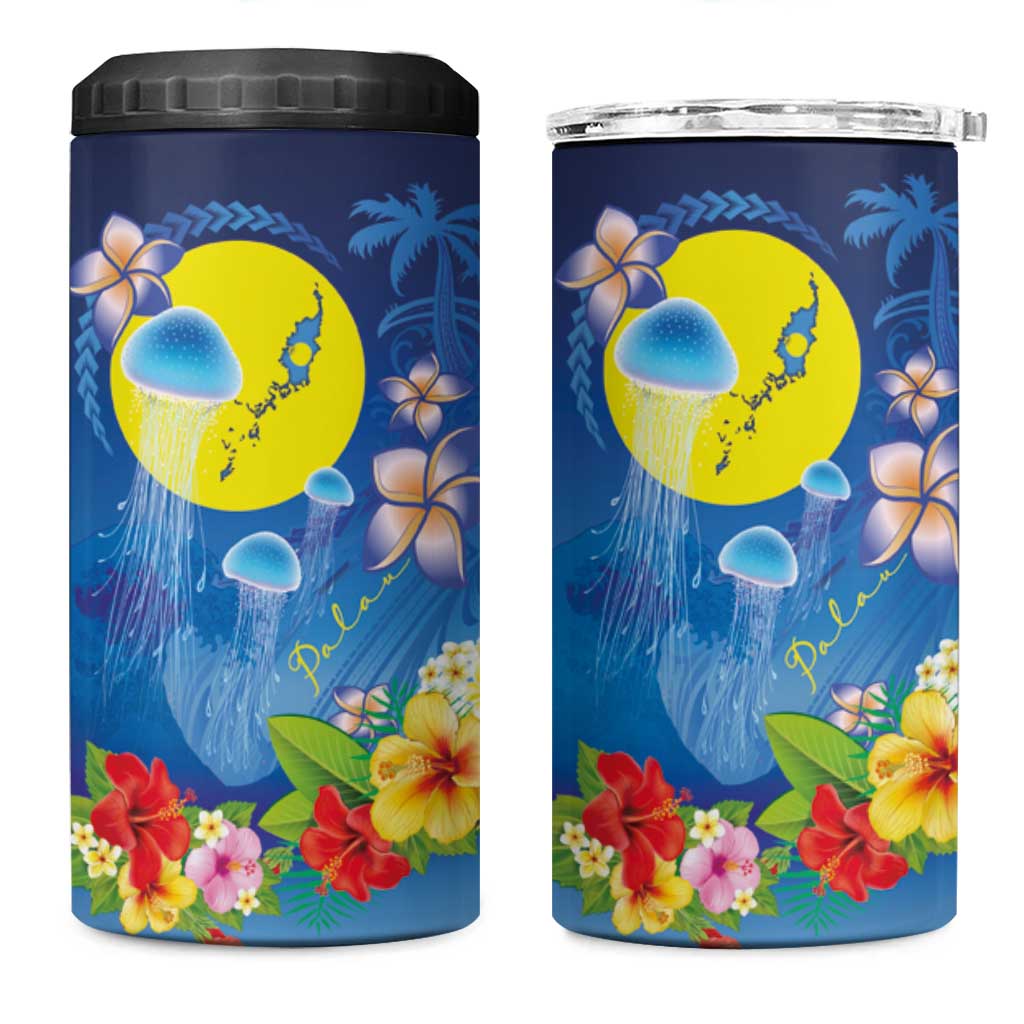 Palau Jellyfish 4 in 1 Can Cooler Tumbler Ocean Heritage Tropical Plants - Polynesian Pride
