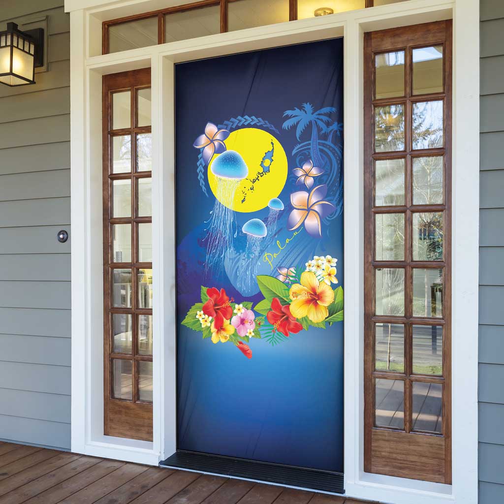 Palau Jellyfish Door Cover Ocean Heritage Tropical Plants - Polynesian Pride