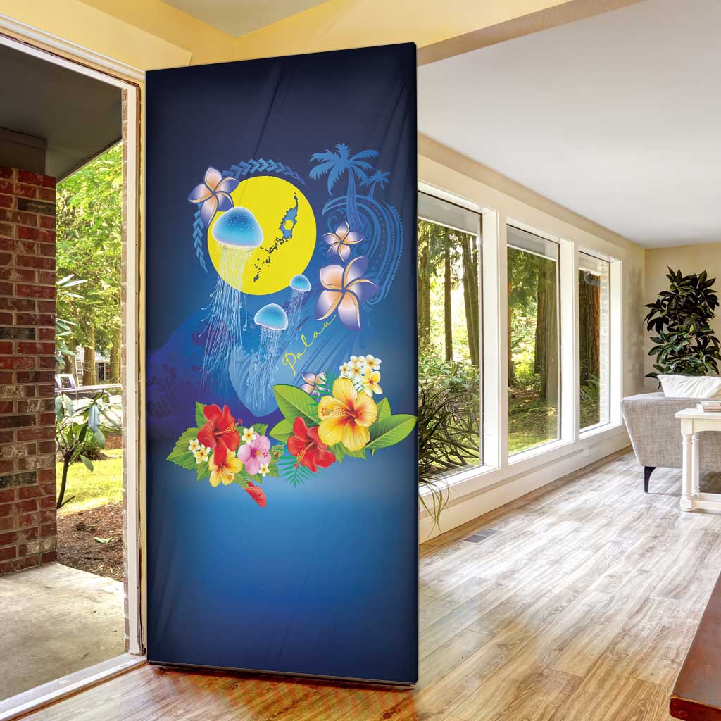 Palau Jellyfish Door Cover Ocean Heritage Tropical Plants - Polynesian Pride