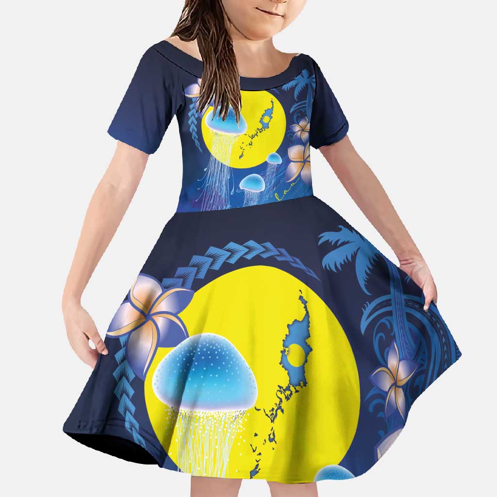 Palau Jellyfish Family Matching Mermaid Dress and Hawaiian Shirt Ocean Heritage Tropical Plants - Polynesian Pride