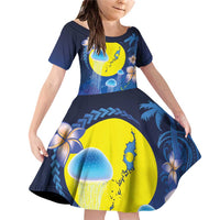Palau Jellyfish Family Matching Off Shoulder Short Dress and Hawaiian Shirt Ocean Heritage Tropical Plants - Polynesian Pride