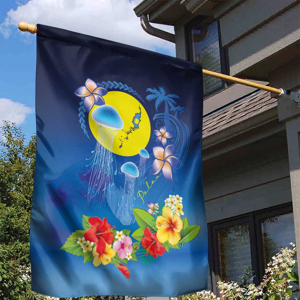 Palau Jellyfish Garden Flag Ocean Heritage Tropical Plants - Polynesian Pride