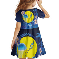 Palau Jellyfish Kid Short Sleeve Dress Ocean Heritage Tropical Plants - Polynesian Pride