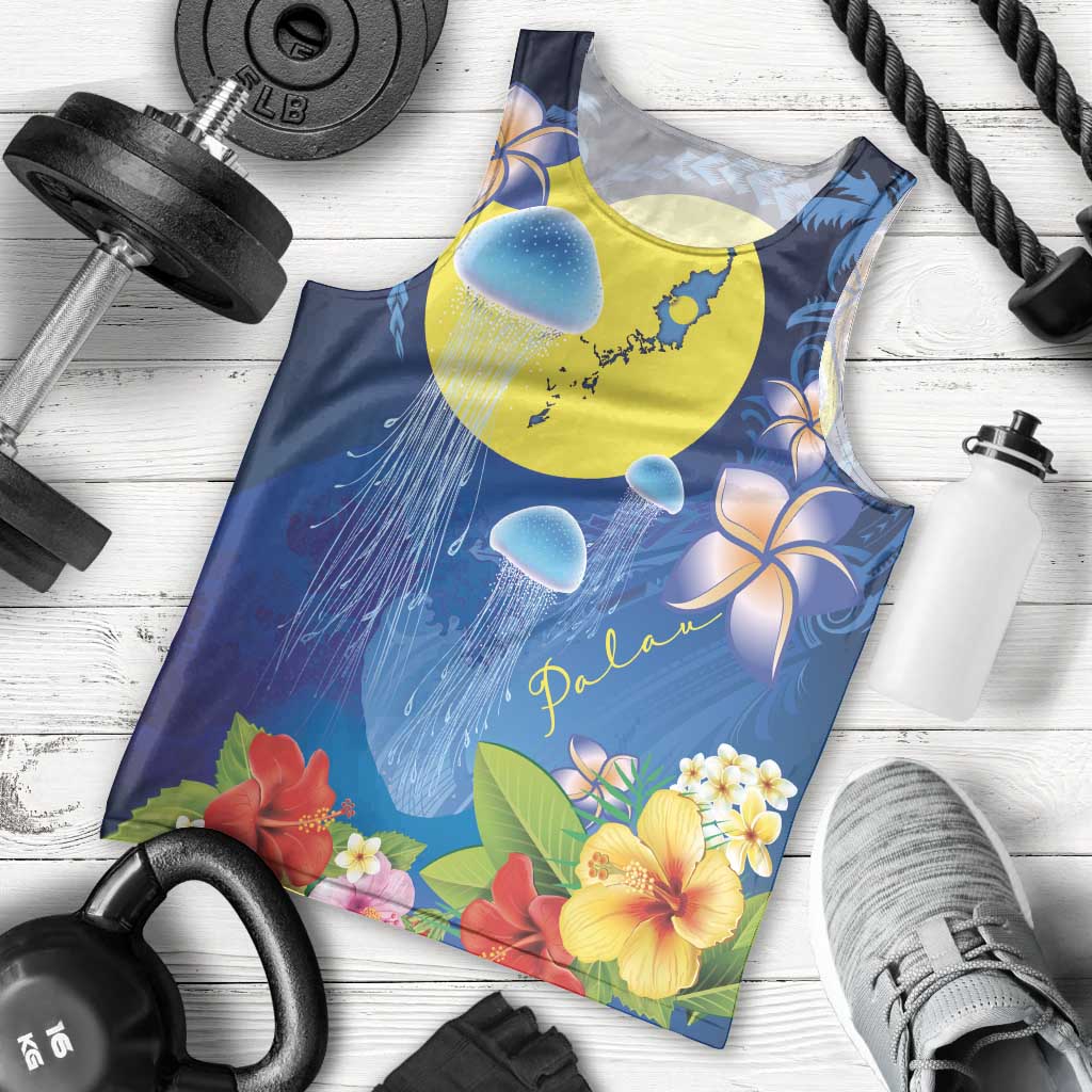 Palau Jellyfish Men Tank Top Ocean Heritage Tropical Plants - Polynesian Pride