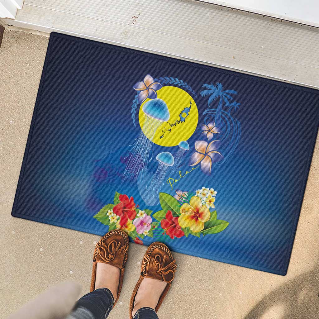 Palau Jellyfish Rubber Doormat Ocean Heritage Tropical Plants LT03 - Polynesian Pride