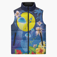 Palau Jellyfish Sleeveless Puffer Jacket Ocean Heritage Tropical Plants - Polynesian Pride