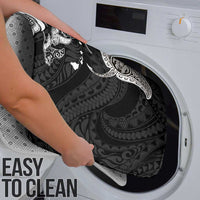 Hawaiian Manta Rays Bathroom Set Tribal Hibiscus Polynesian Tattoos Black Color - Polynesian Pride